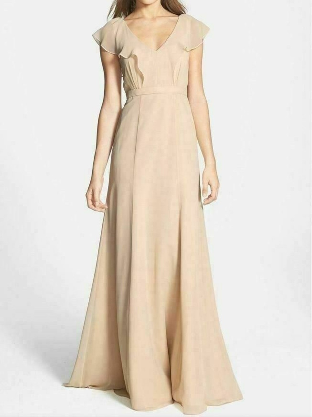 Jenny Yoo Collection | Beige Bridesmaid Dress Short Sleeve | Size 2